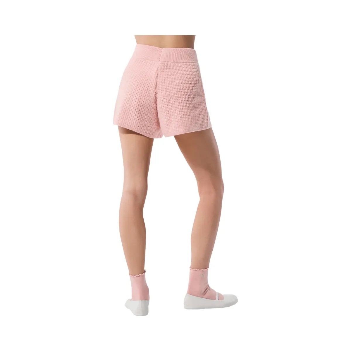 Alo Women's Cashmere High-Waist Plush Waffle Short - Pink Quartz - HypeFly India View 3