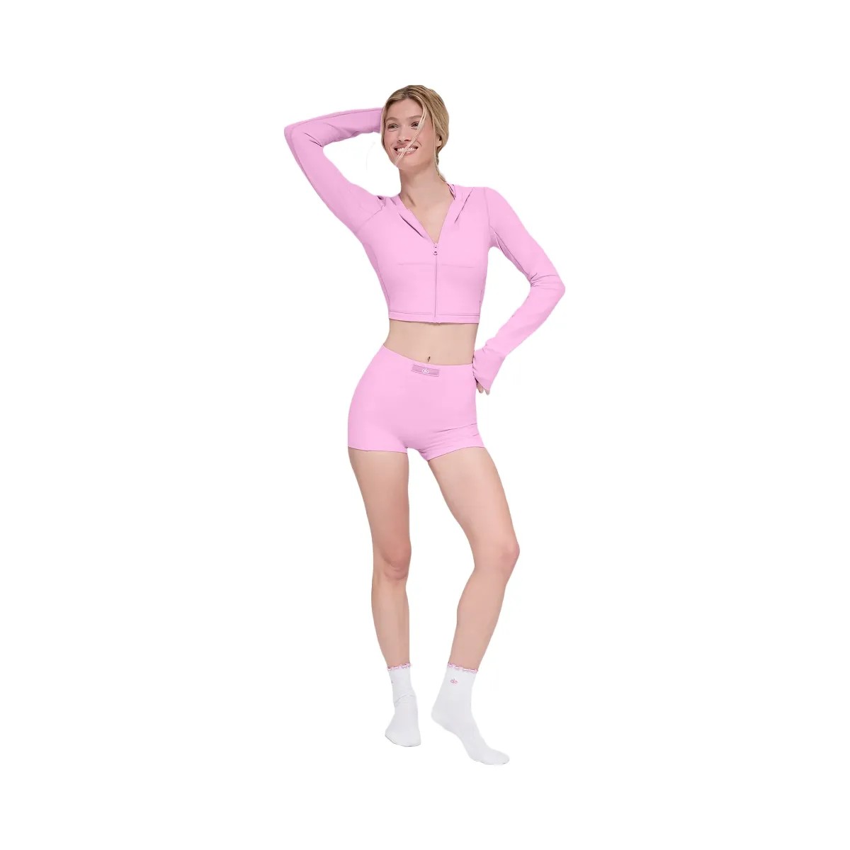 Alo Women's soft Sincere Micro Short - Candy Heart Pink - HypeFly India View 4