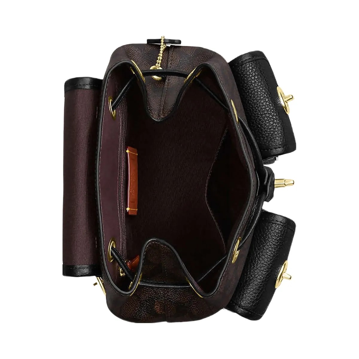 Coach Hadley Backpack In Signature Canvas Signature Canvas-Gold-Walnut-Black - HypeFly India View 4