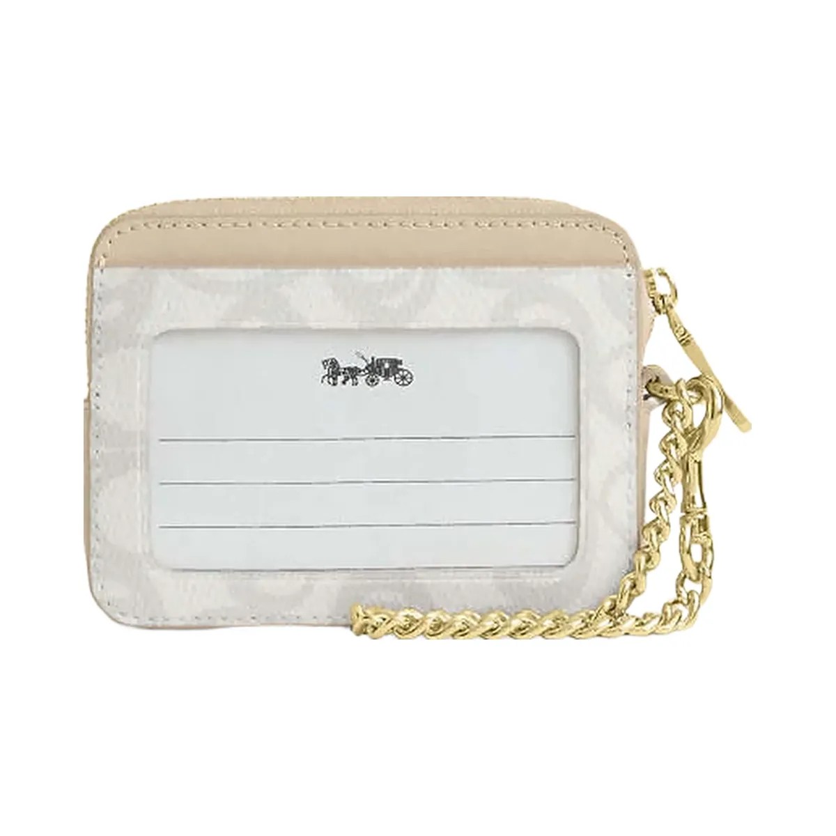 Coach Zip Card Case In Sketch Signature Canvas Signature Canvas-Gold-Ivory - HypeFly India View 1