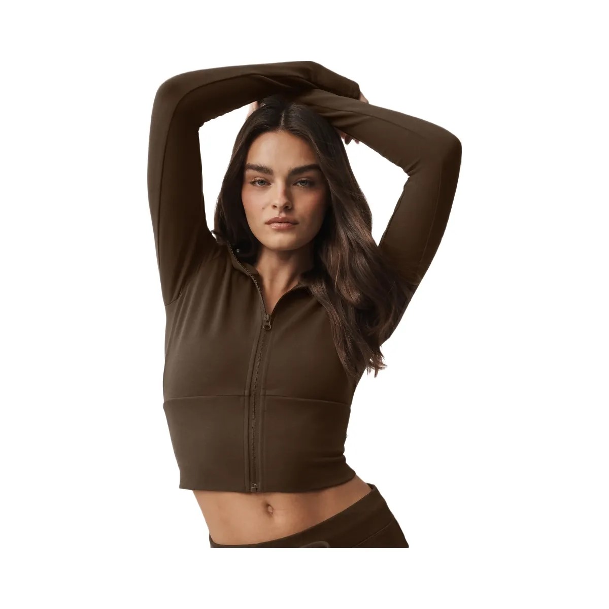 Alo Women's Sway Full Zip Hoodie - Espresso - HypeFly India View 1