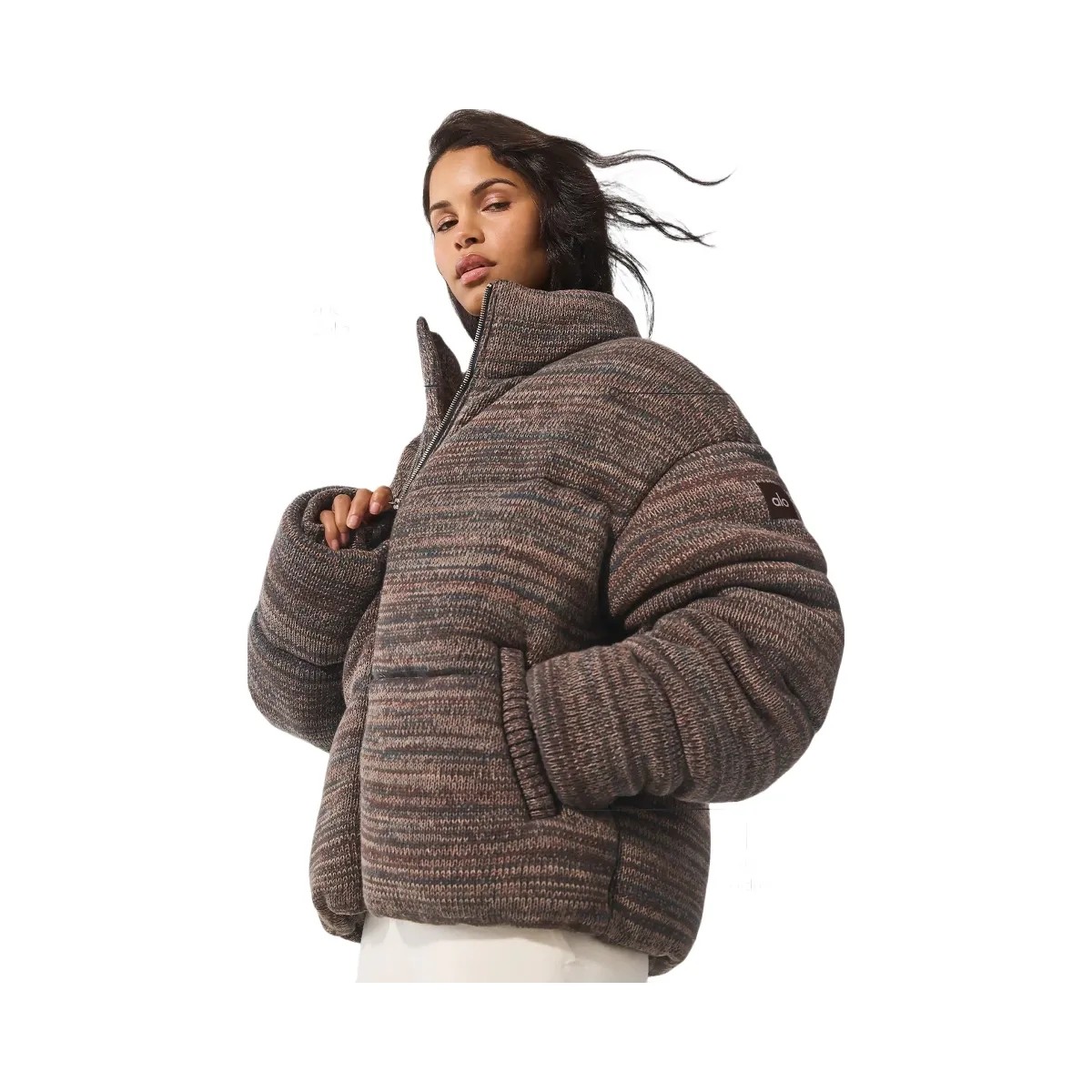Alo Women's Stage Sweater Puffer - Brown Multi - HypeFly India View 2