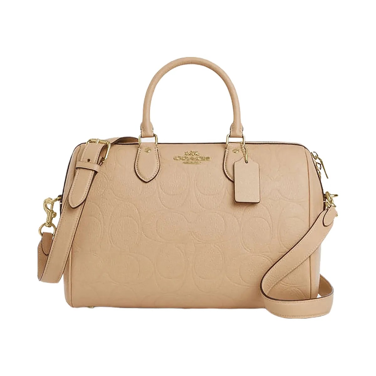 Coach Rowan Large Satchel Bag In Signature Leather Pebbled Leather-Im-Oat - HypeFly India View 1