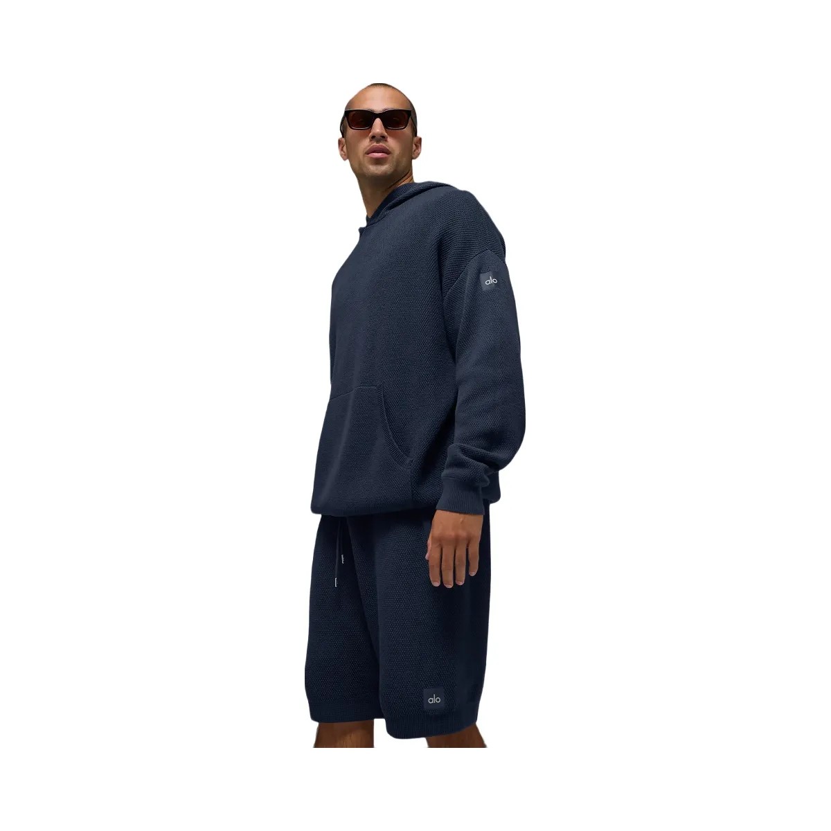 Alo Men's Sports Club Sweater Knit Hoodie - Navy - HypeFly India View 3