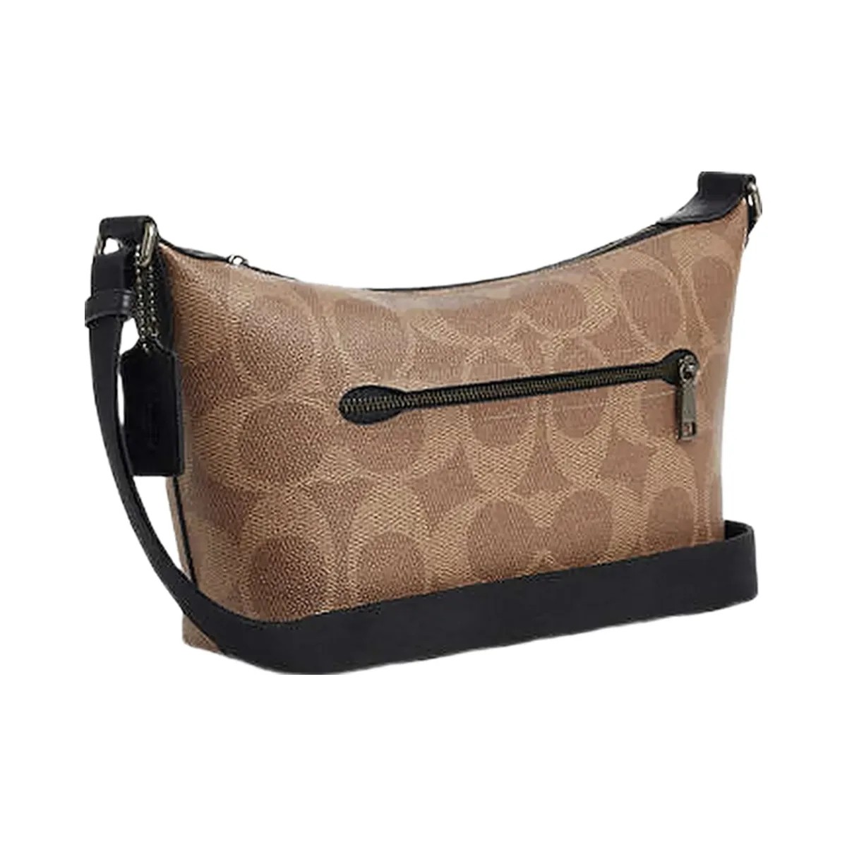 Coach Small Finn Crossbody Bag With Pouch In Maxi Signature Canvas Signature Canvas-Qb-Tan-Black - HypeFly India View 4