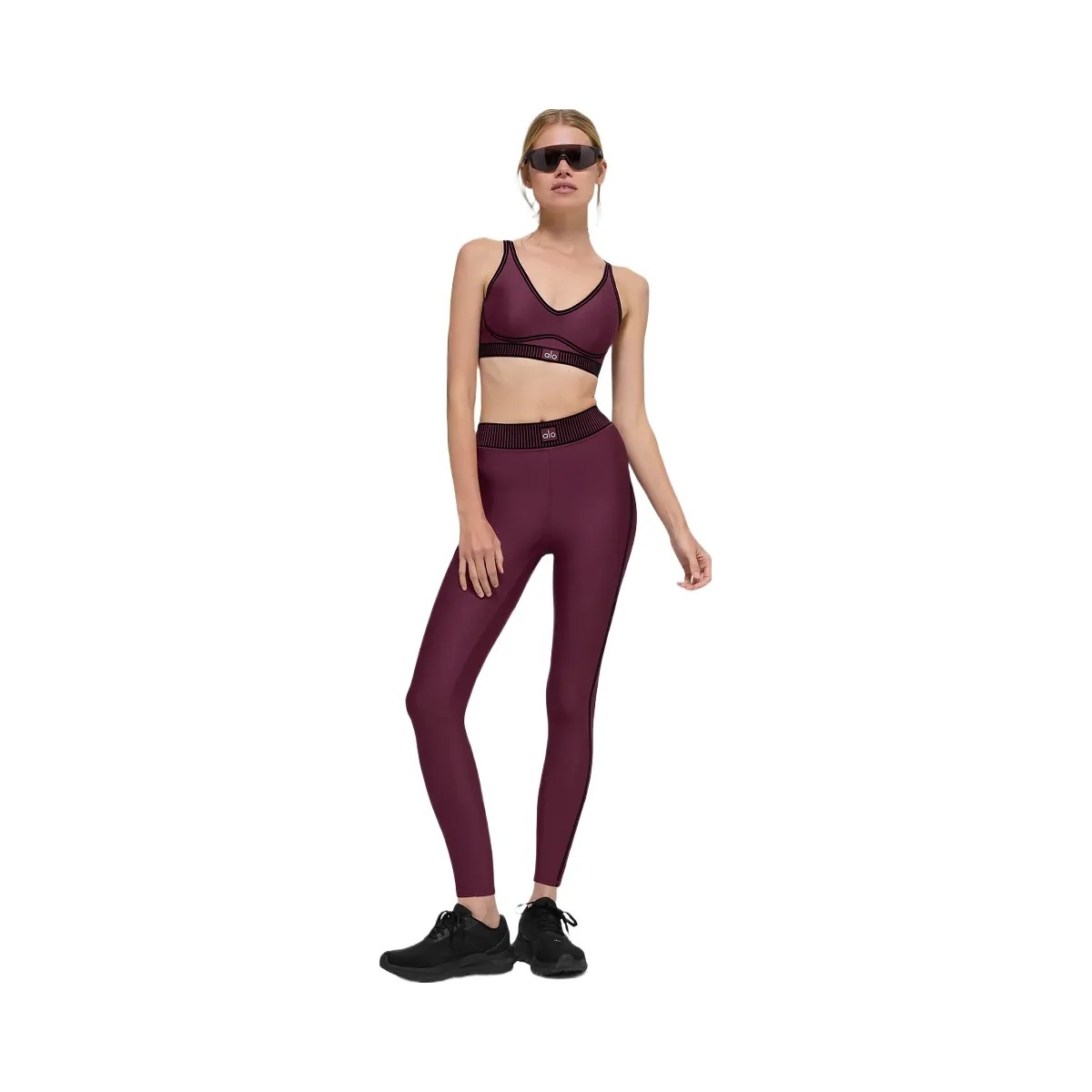Alo Women's Airlift Line Up Bra - Burgundy - HypeFly India View 3