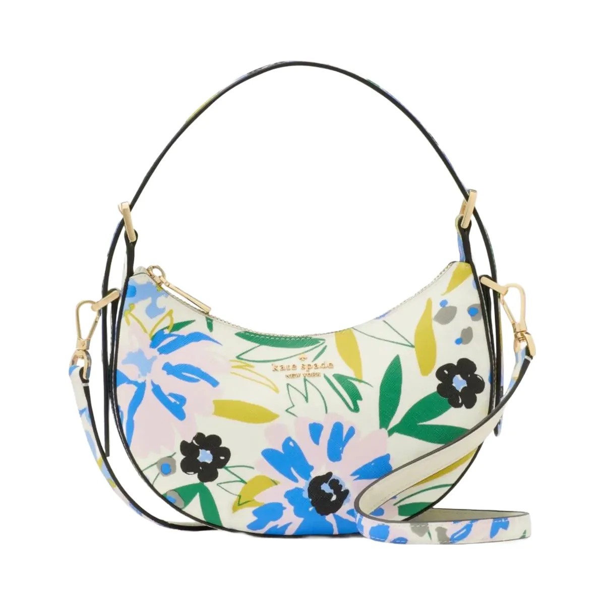 Kate Spade Madison Floral Crescent Shoulder Bag Cream Multi - HypeFly India View 1