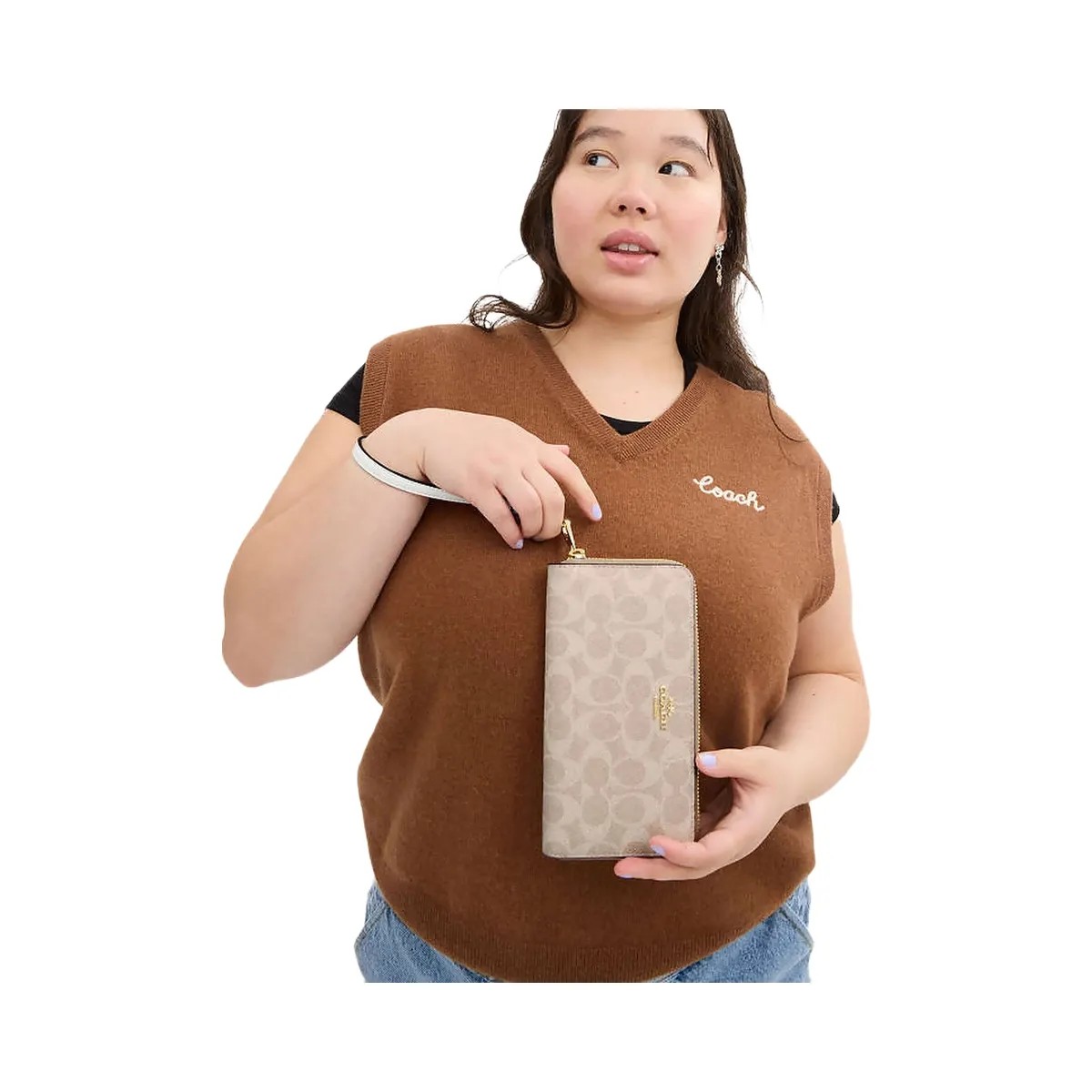 Coach Long Zip Around Wallet In Signature Canvas Signature Canvas-Gold-Sand-Chalk - HypeFly India View 1
