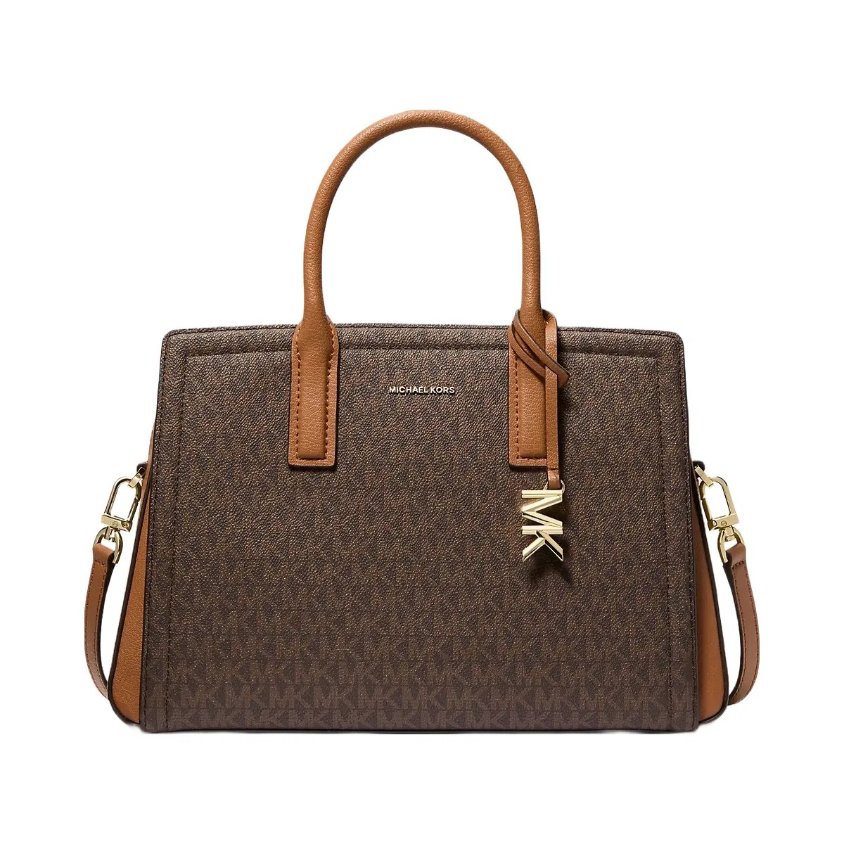 Michael Kors Laila Medium Signature Logo Satchel Brn-Acorn - HypeFly India View 1