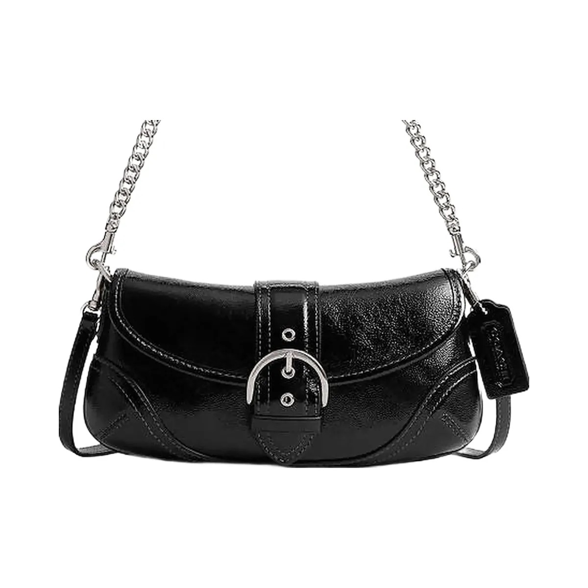 Coach Soho Bag 25 Patent Leather-Silver-Black - HypeFly India View 1