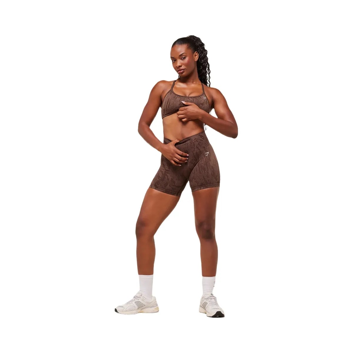 Gymshark Adapt Camo Cross Back Sports Bra - Archive Brown/Soft Brown - HypeFly India View 4