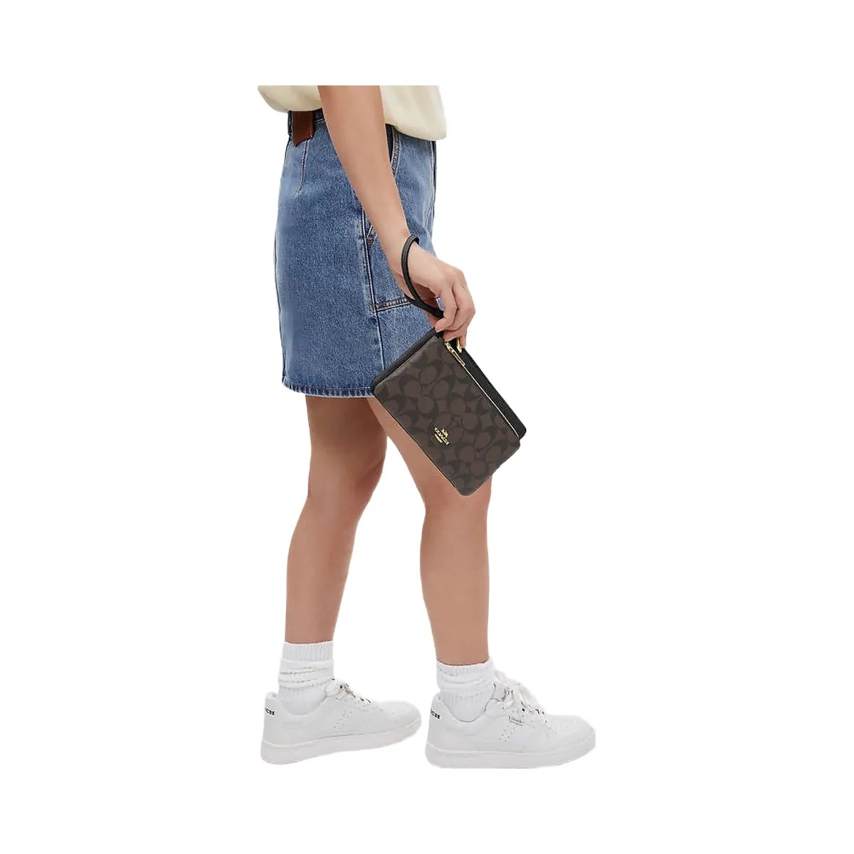 Coach Double Zip Wallet In Signature Canvas Signature Canvas-Gold-Brown Black - HypeFly India View 1