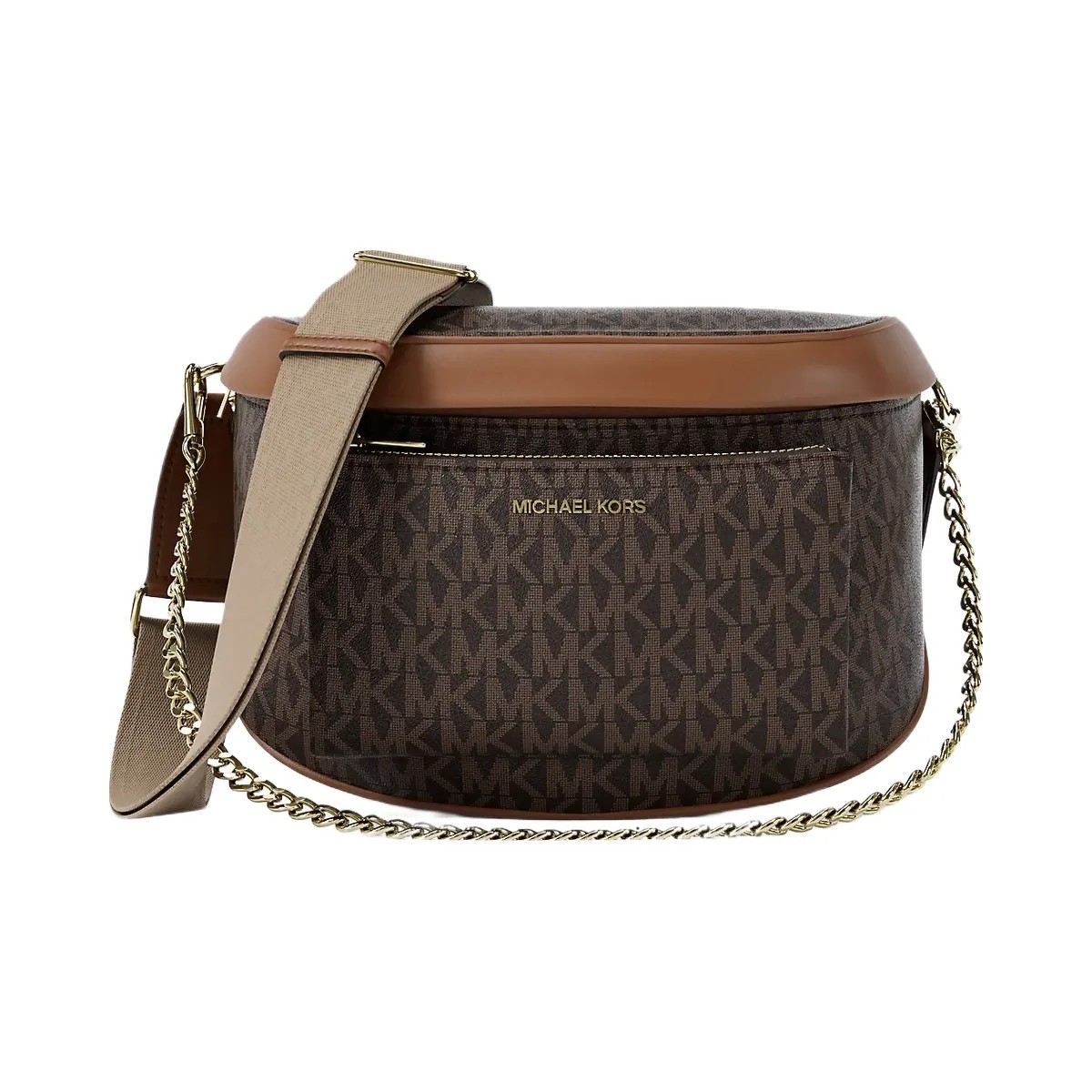 Michael Kors Slater Medium Signature Logo Sling Pack Brown - HypeFly India View 1
