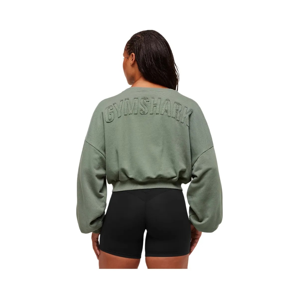 Gymshark Power Washed Sweat Top - Unit Green/Acid Wash Small Ball - HypeFly India View 6
