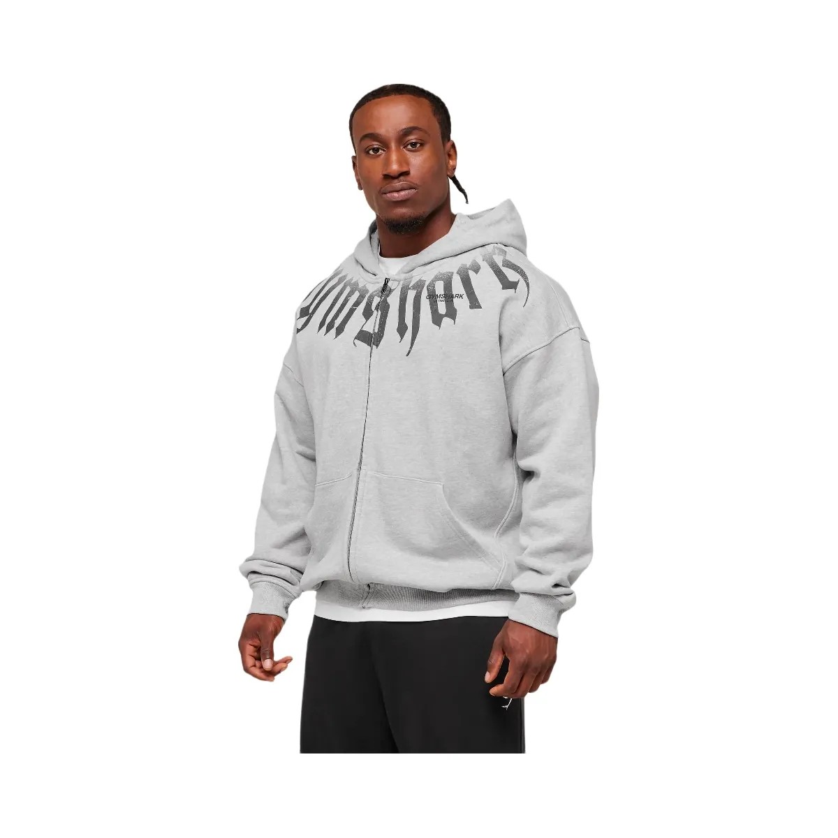 Gymshark Fade Graphic Zip Up Hoodie - Light Grey Core Marl - HypeFly India View 3