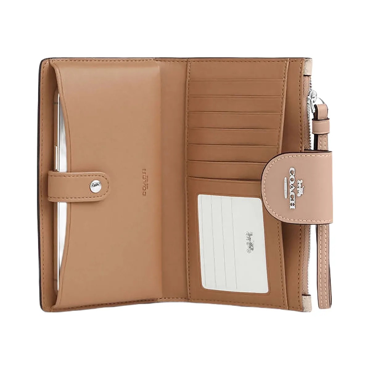 Coach Phone Wallet In Signature Canvas Signature Canvas-Silver-Sand-Taupe - HypeFly India View 2