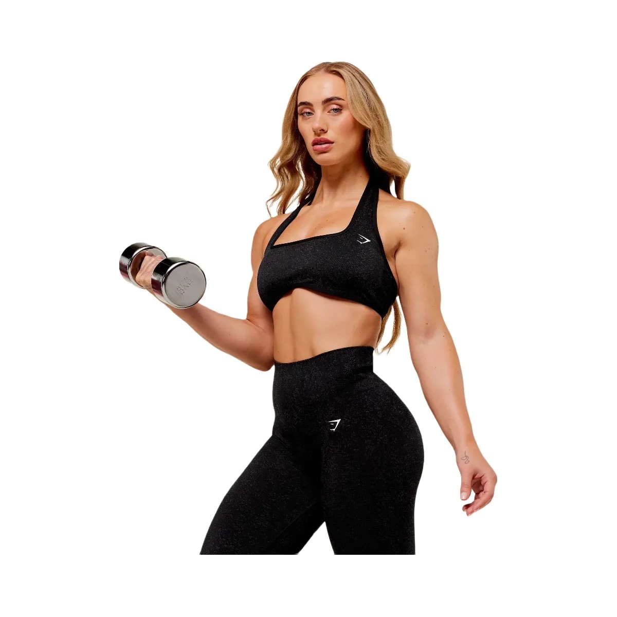 Gymshark Adapt Fleck x Whitney Halterneck Sports Bra - Black - HypeFly India View 5