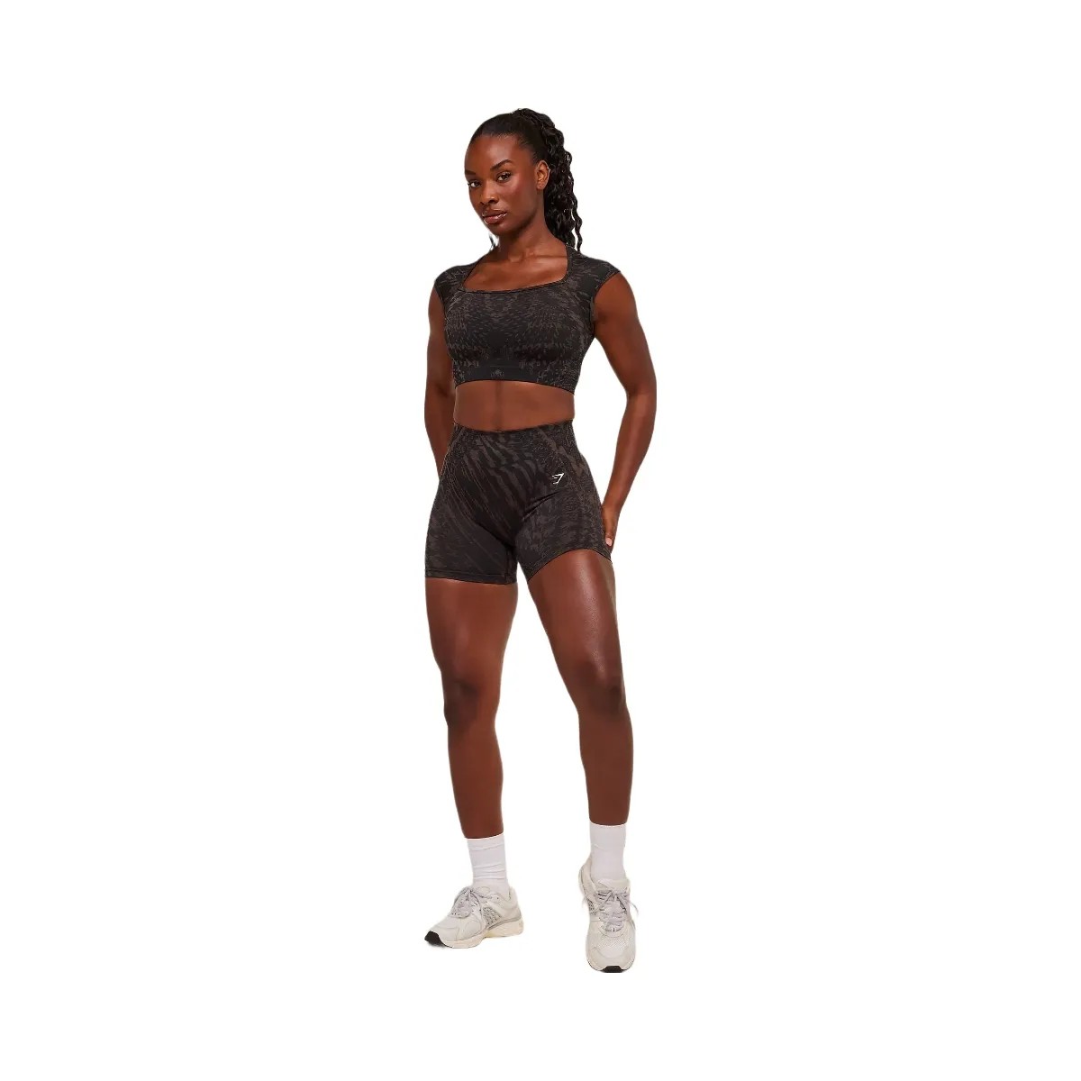 Gymshark Adapt Houndstooth Shorts - Black/Chestnut Pink - HypeFly India View 6