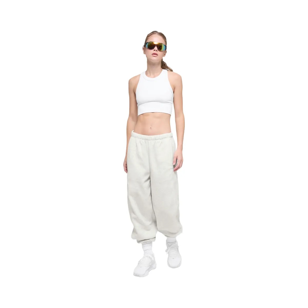 Alo Women's Polar Fleece High-Waist Retreat Jogger - White Heather Grey - HypeFly India View 1