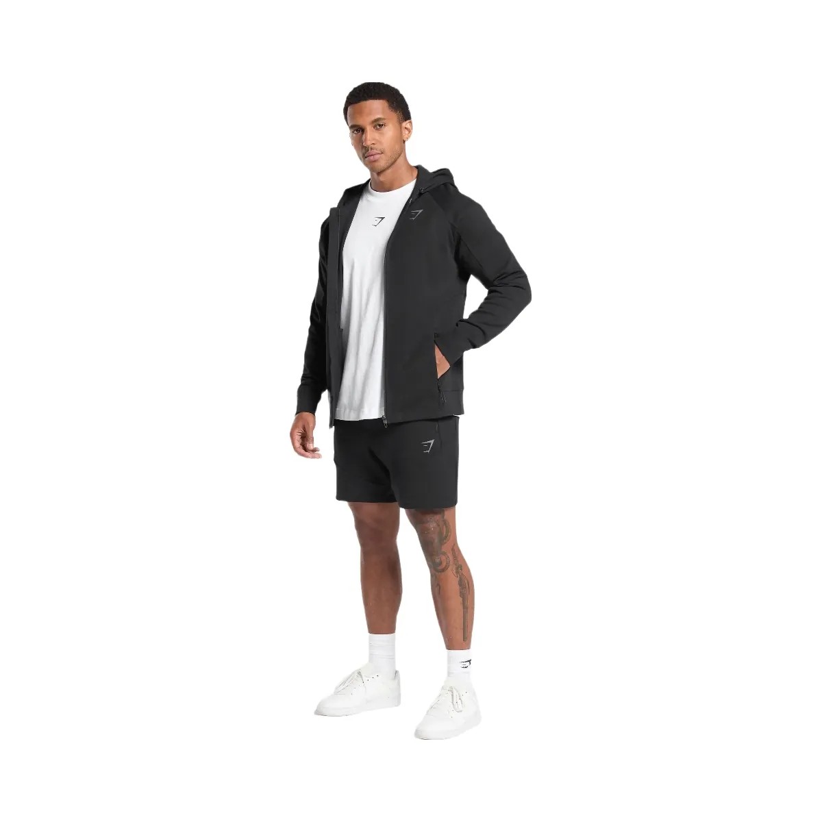 Gymshark Interlock Tech Zip Up Hoodie - Black - HypeFly India View 4