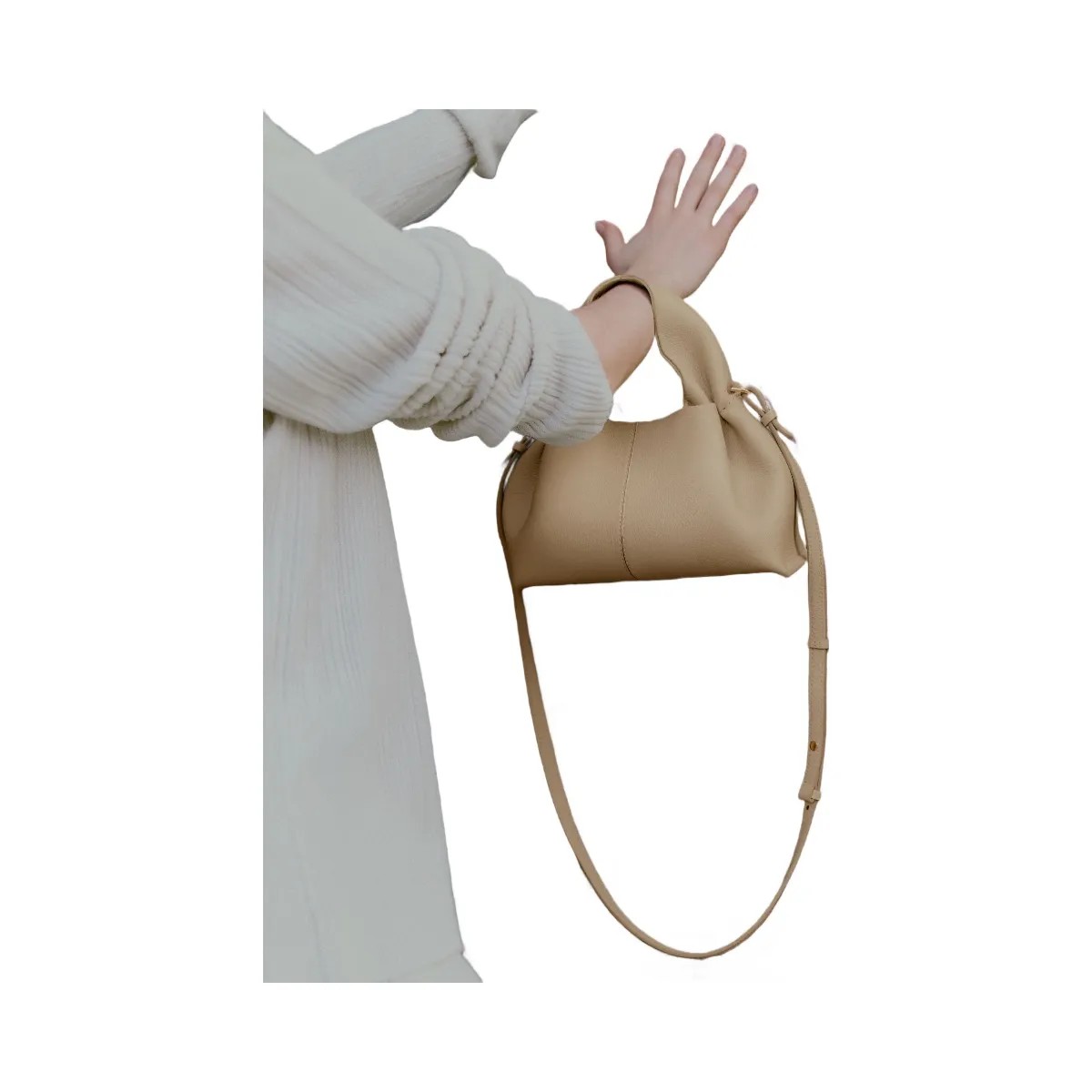 Polene Numero Neuf Mini Textured Sand - HypeFly India View 2