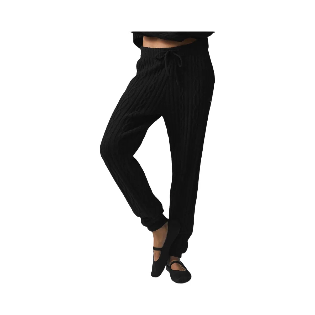 Alo Women's Cable Knit Winter Bliss Pant - Black - HypeFly India View 2