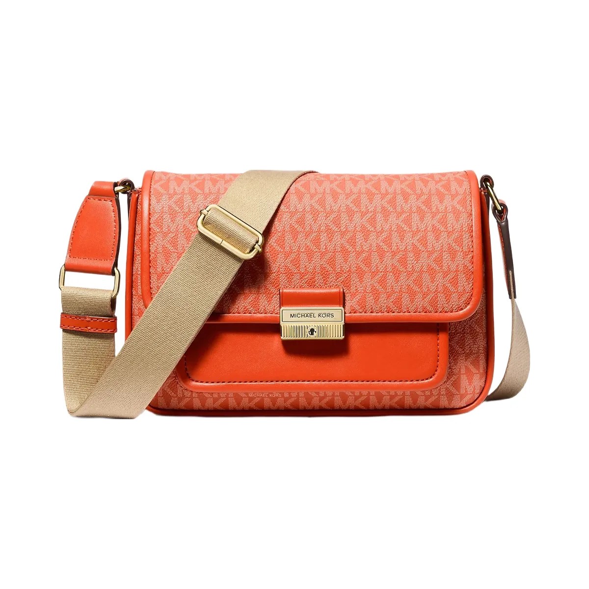 Michael Kors Bradshaw Medium Signature Logo Messenger Bag Red Clay - HypeFly India View 1
