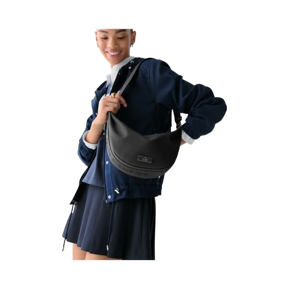 Kate Spade Carter Nylon Medium Sling Bag Black - HypeFly India View 2