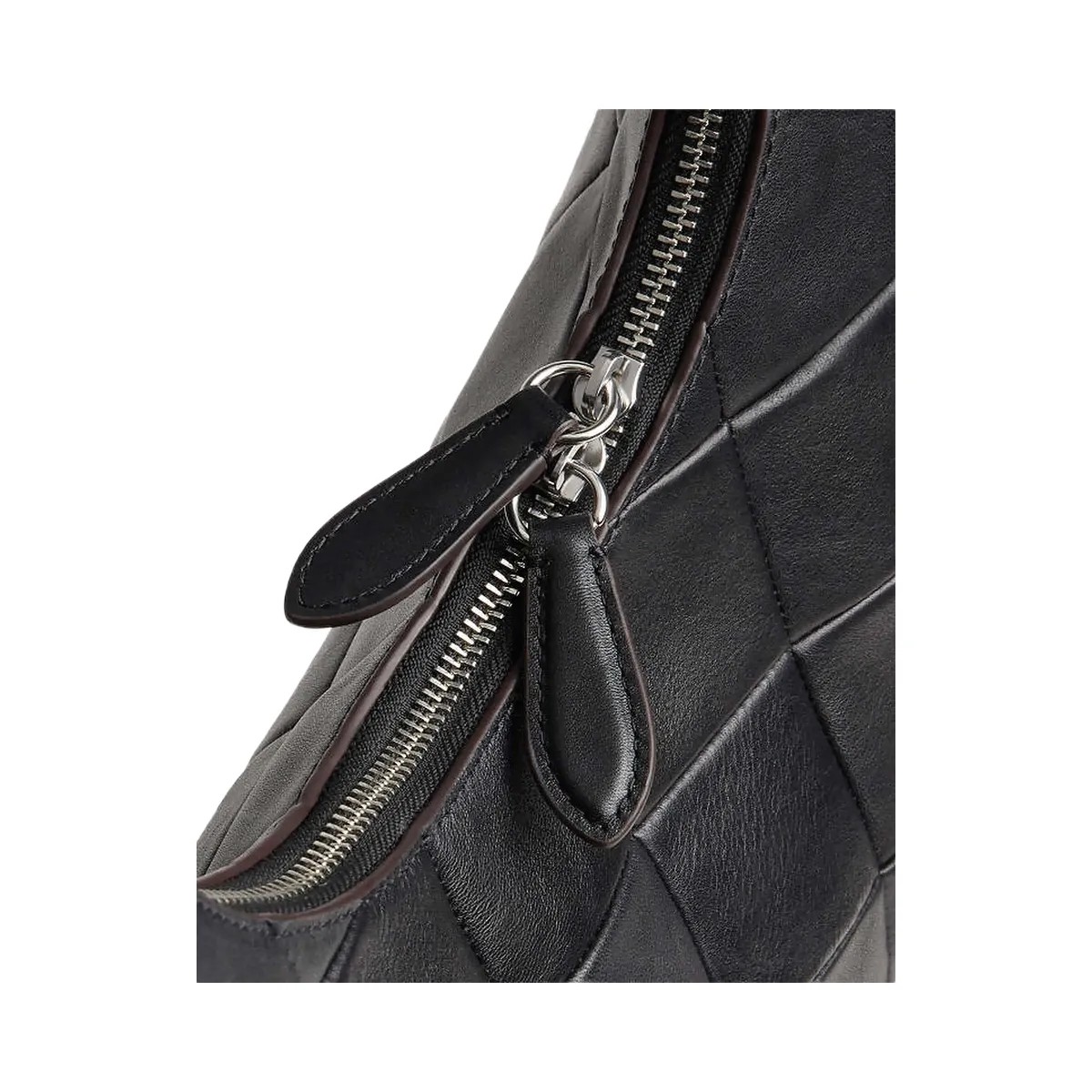 Coach Alter/Ego Large Crescent Shoulder Bag In Checkerboard Upcrafted Leather Black - HypeFly India View 4