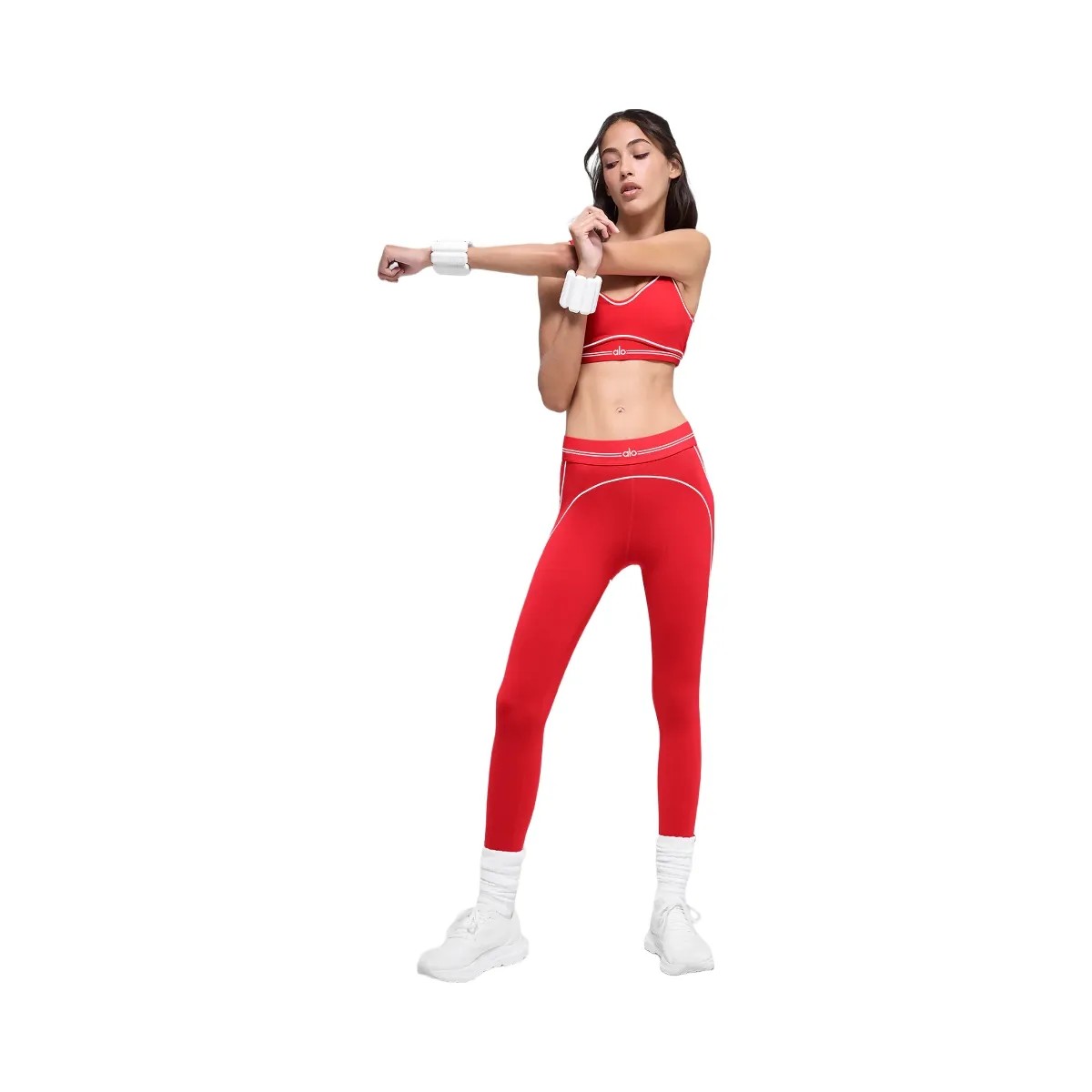 Alo Women's Airbrush High-Waist 7/8 Heart Throb Legging - Bright Red/White - HypeFly India View 1