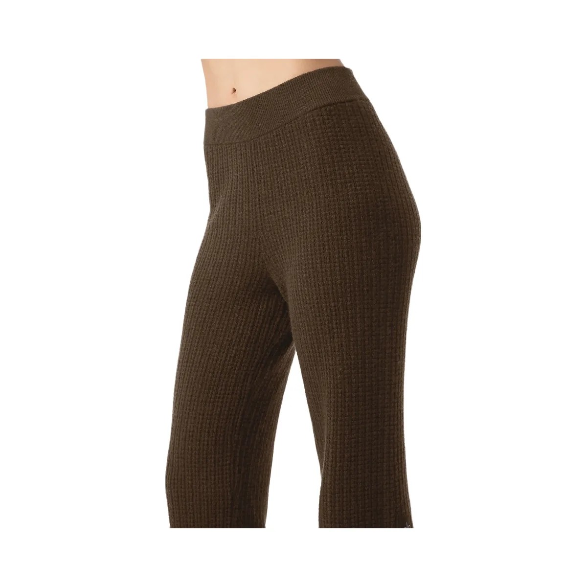 Alo Women's Cashmere High-Waist Plush Waffle Pant - Espresso - HypeFly India View 2