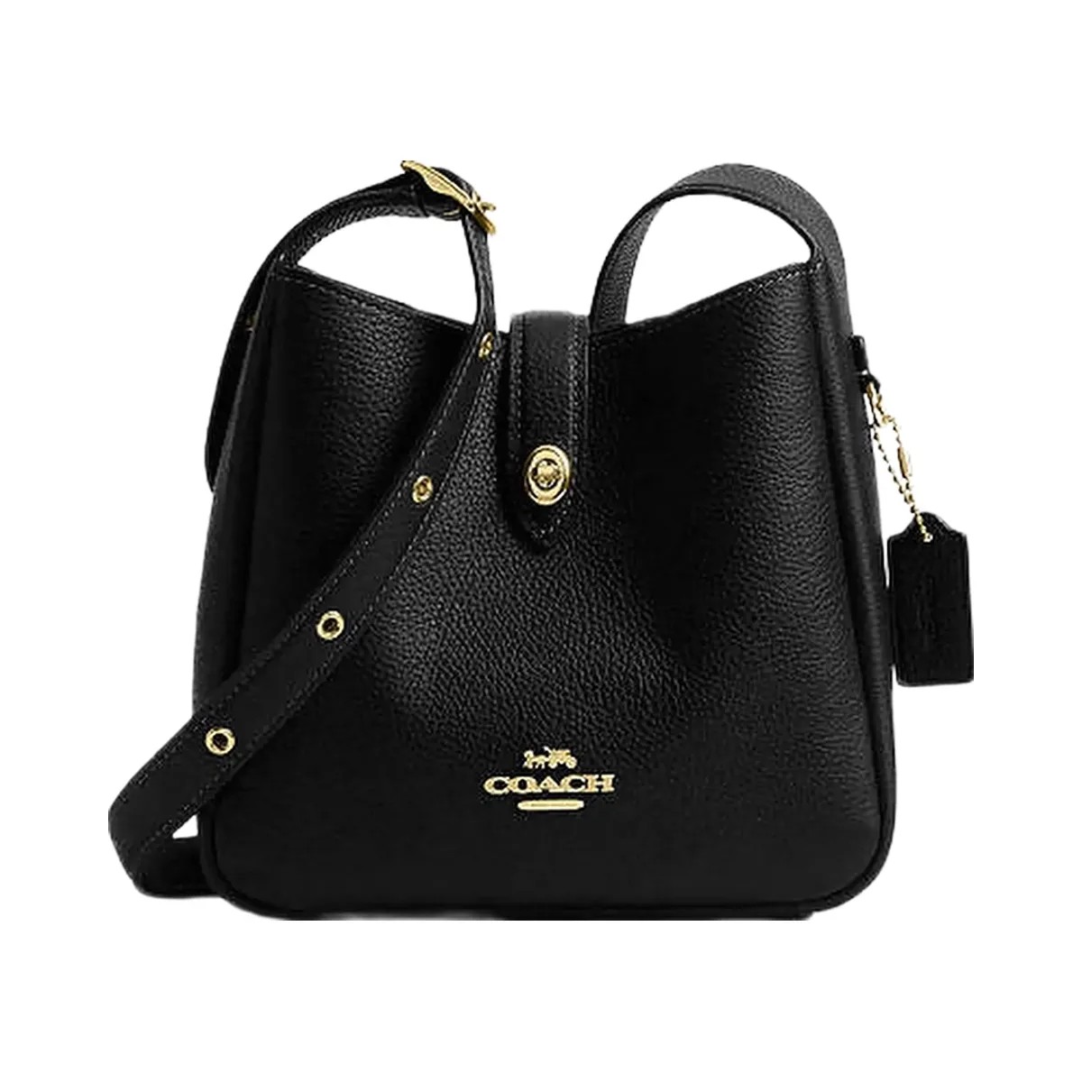 Coach Hadley Mini Crossbody Bag Pebbled Leather-Gold-Black - HypeFly India View 1