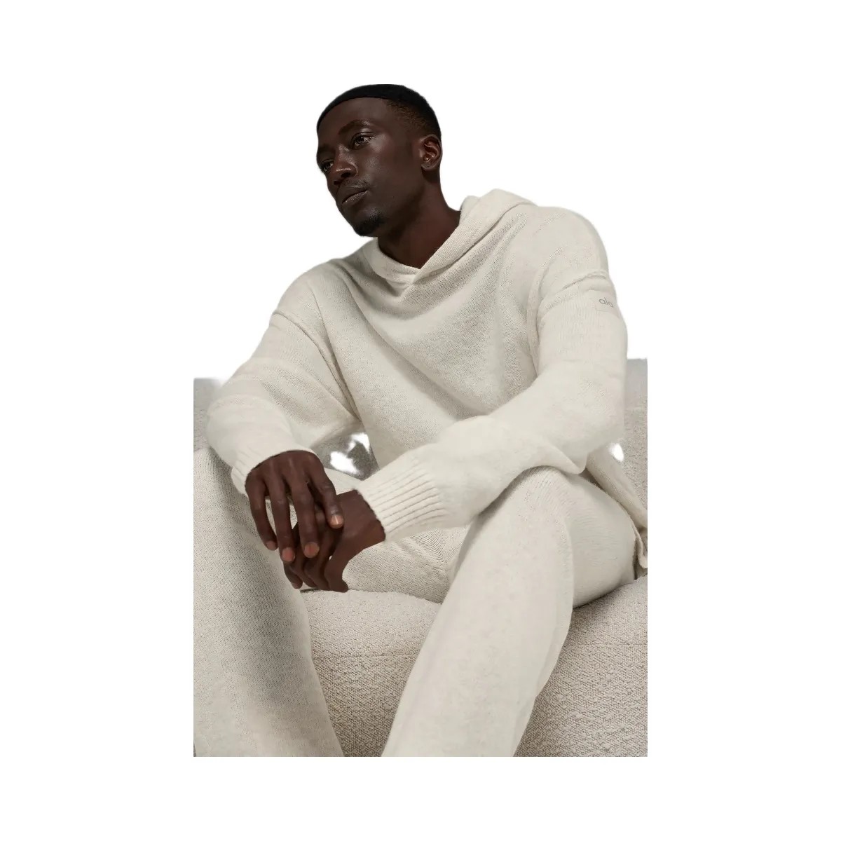 Alo Men's Wool Cashmere New Class Hoodie - Bone Heather - HypeFly India View 3