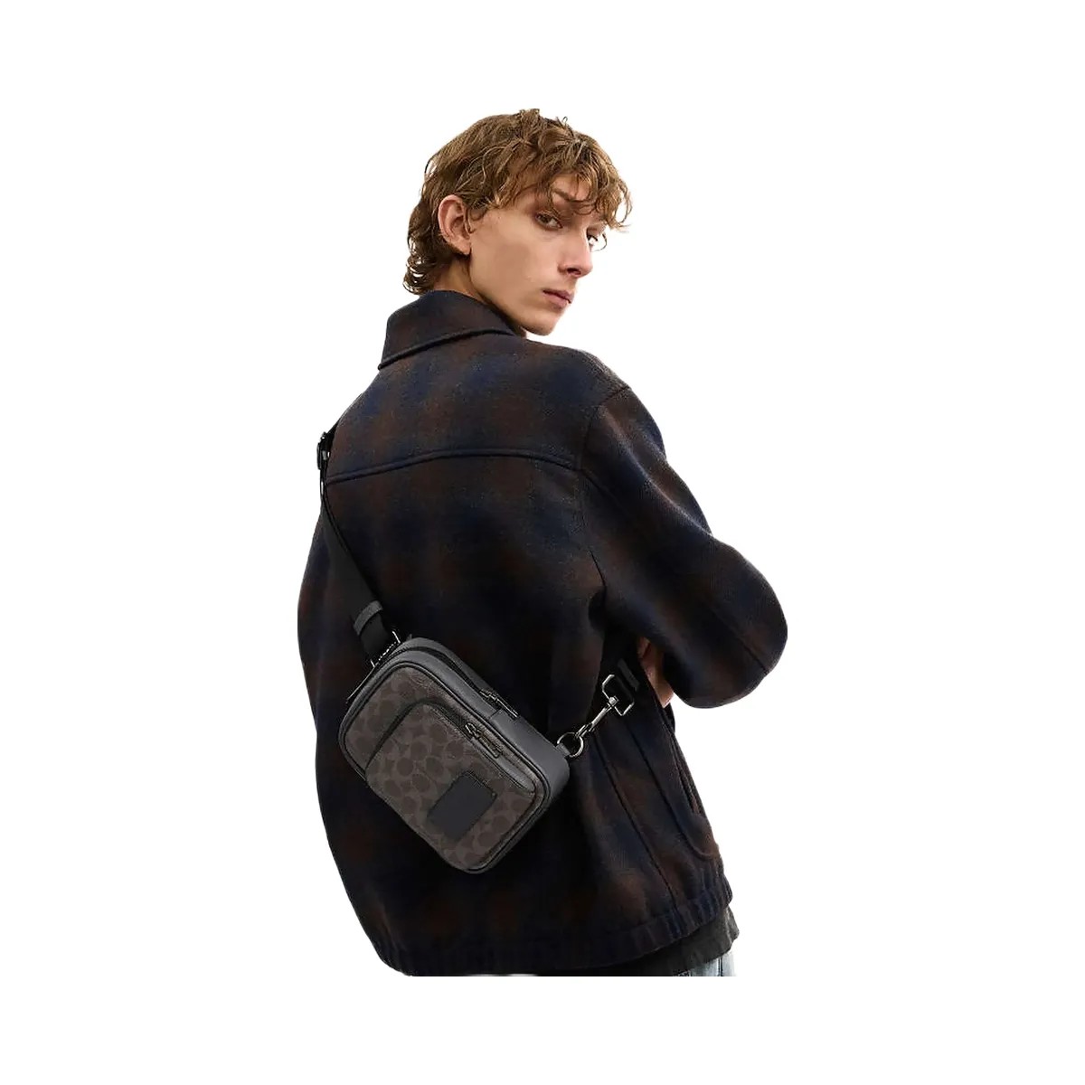 Coach Racer Sling Pack In Signature Canvas Signature Canvas-Qb-Grey-Charcoal - HypeFly India View 2