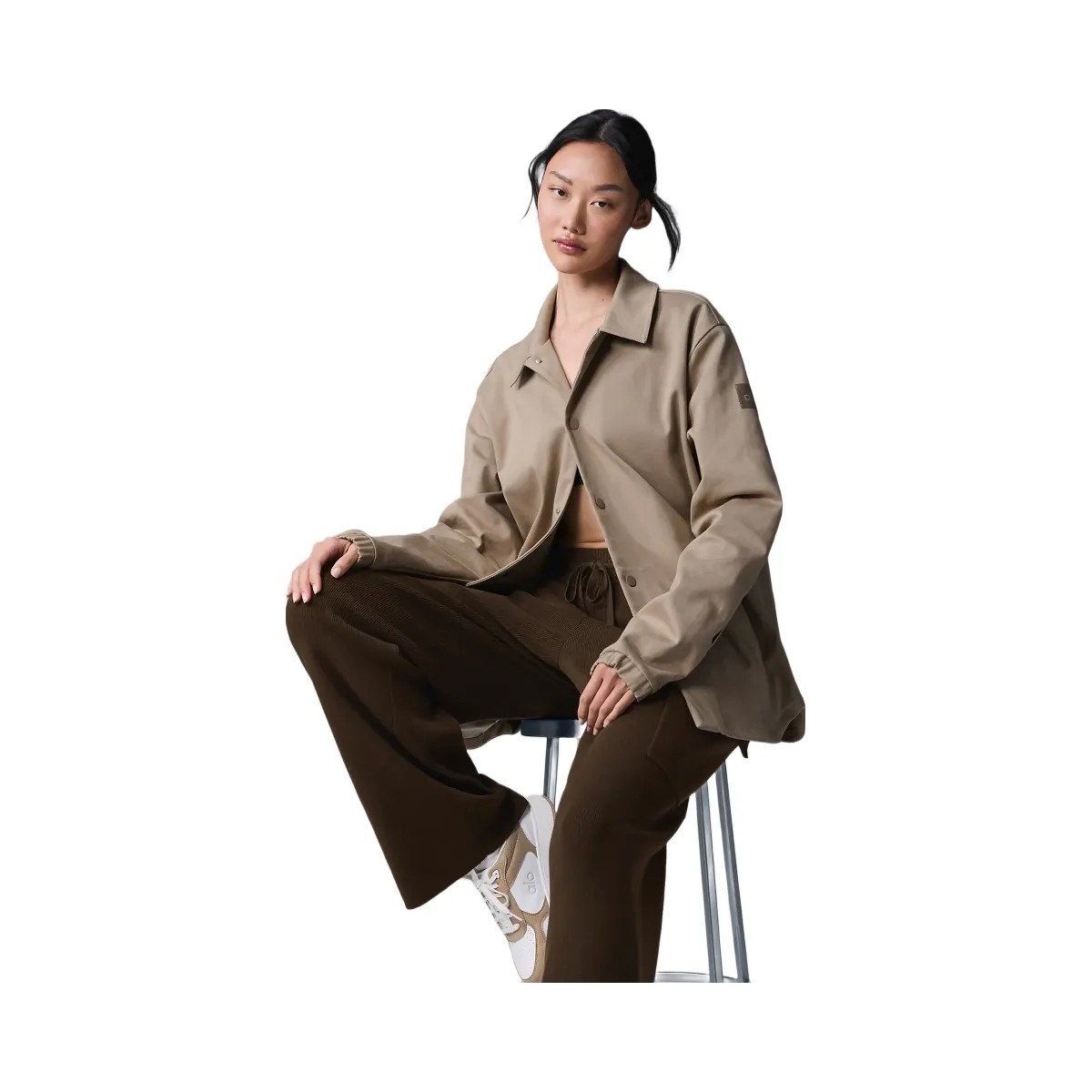 Alo Women's Edition Sueded Jacket - Gravel - HypeFly India View 3