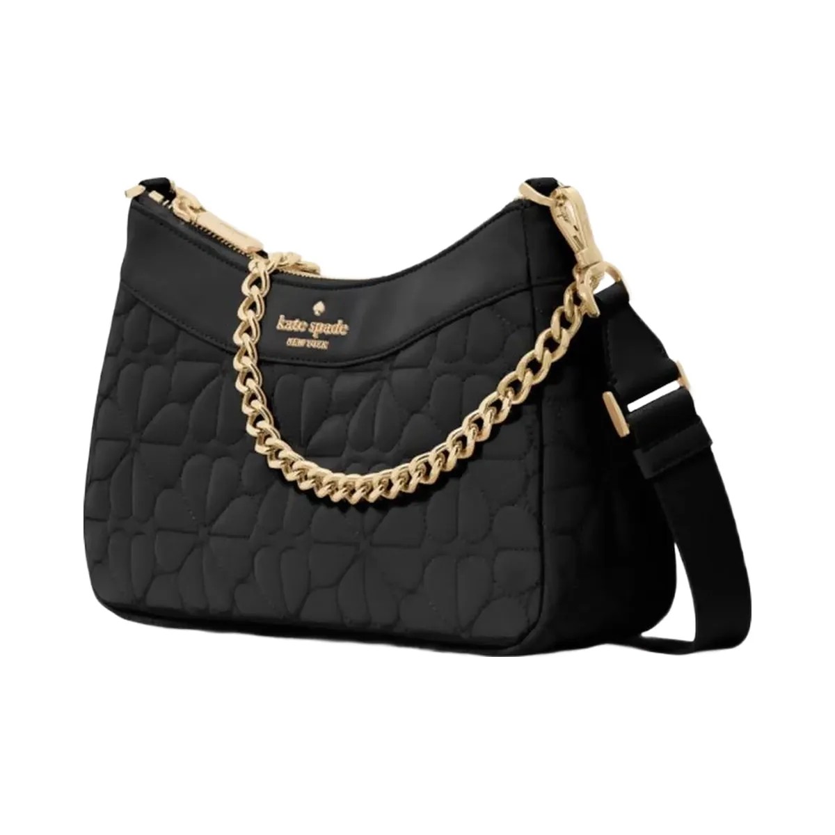 Kate Spade Flower Quilted Fabric Convertible Crossbody Black - HypeFly India View 1