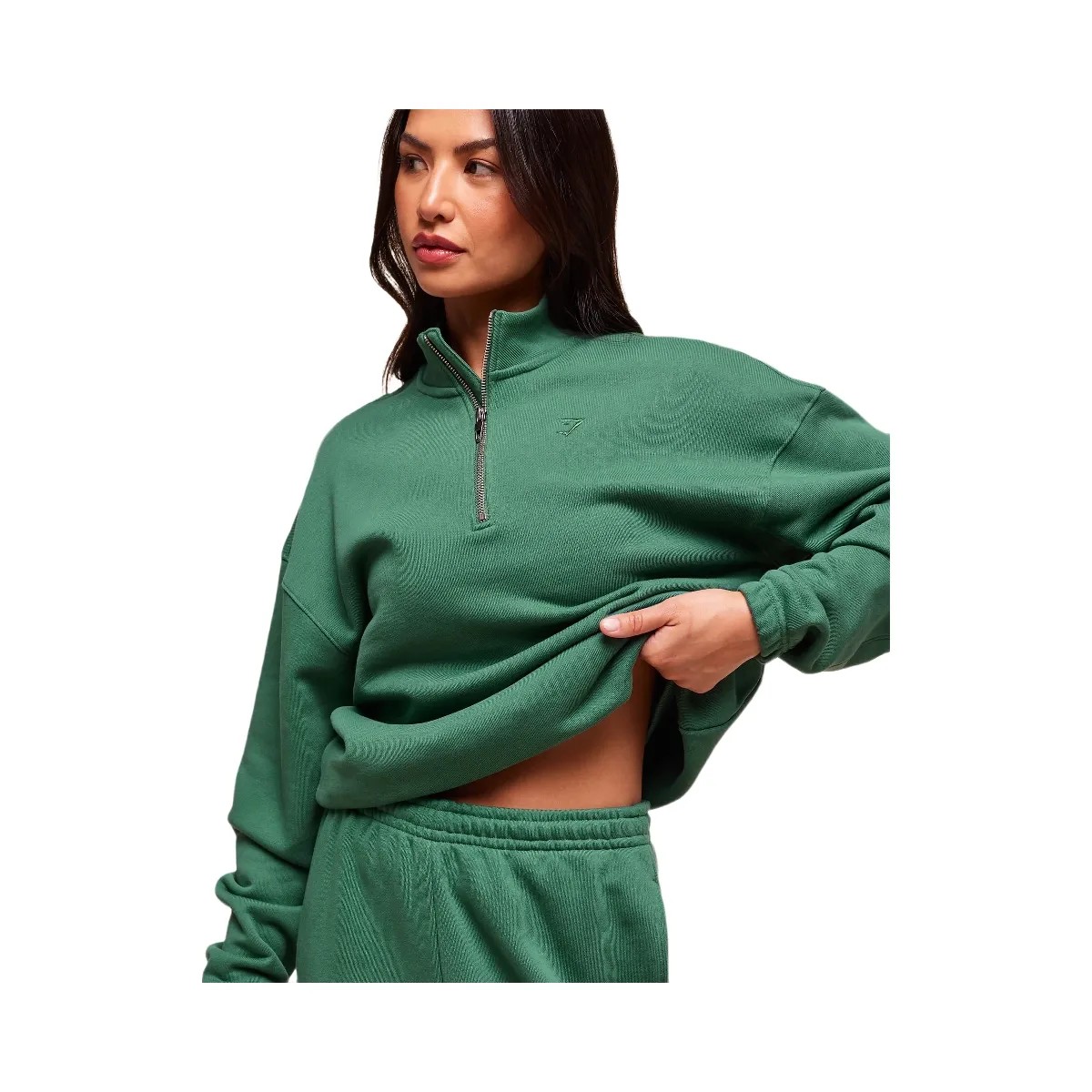 Gymshark Rest Day Sweats 2.0 1/4 Zip Pullover - Lift Green - HypeFly India View 4