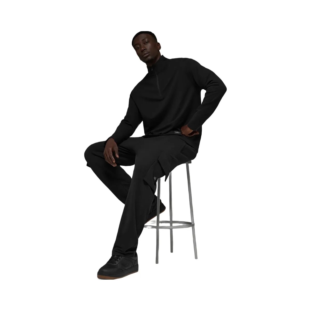 Alo Men's Double Take Long Sleeve 1/4 Zip - Black - HypeFly India View 4