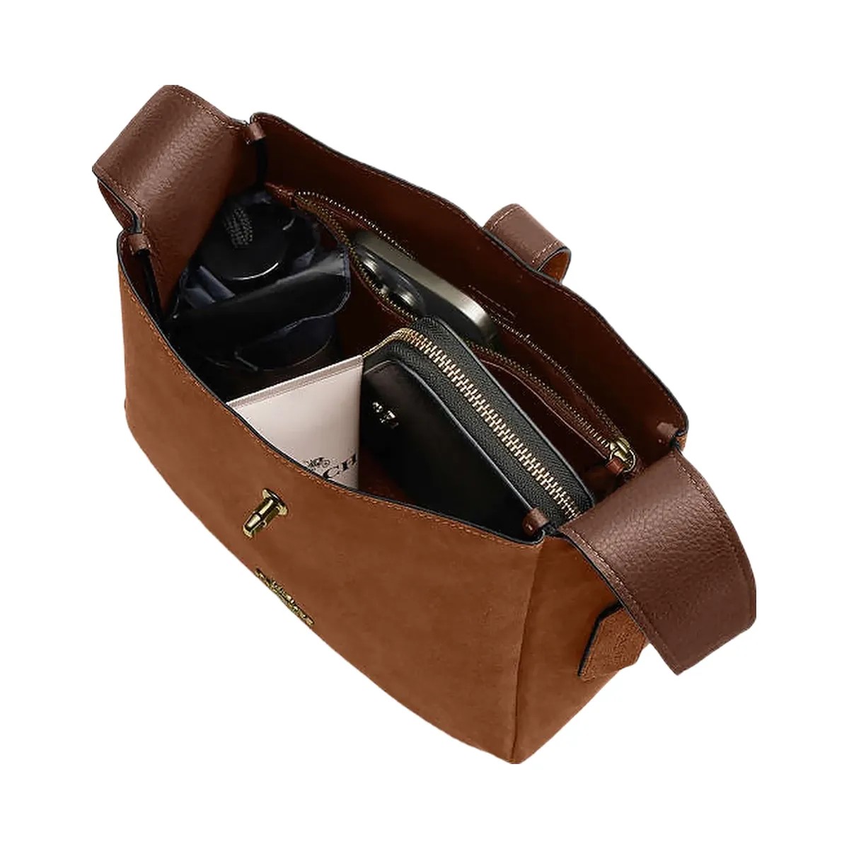 Coach Hadley Convertible Crossbody Bag Suede-Gold-Sienna - HypeFly India View 3