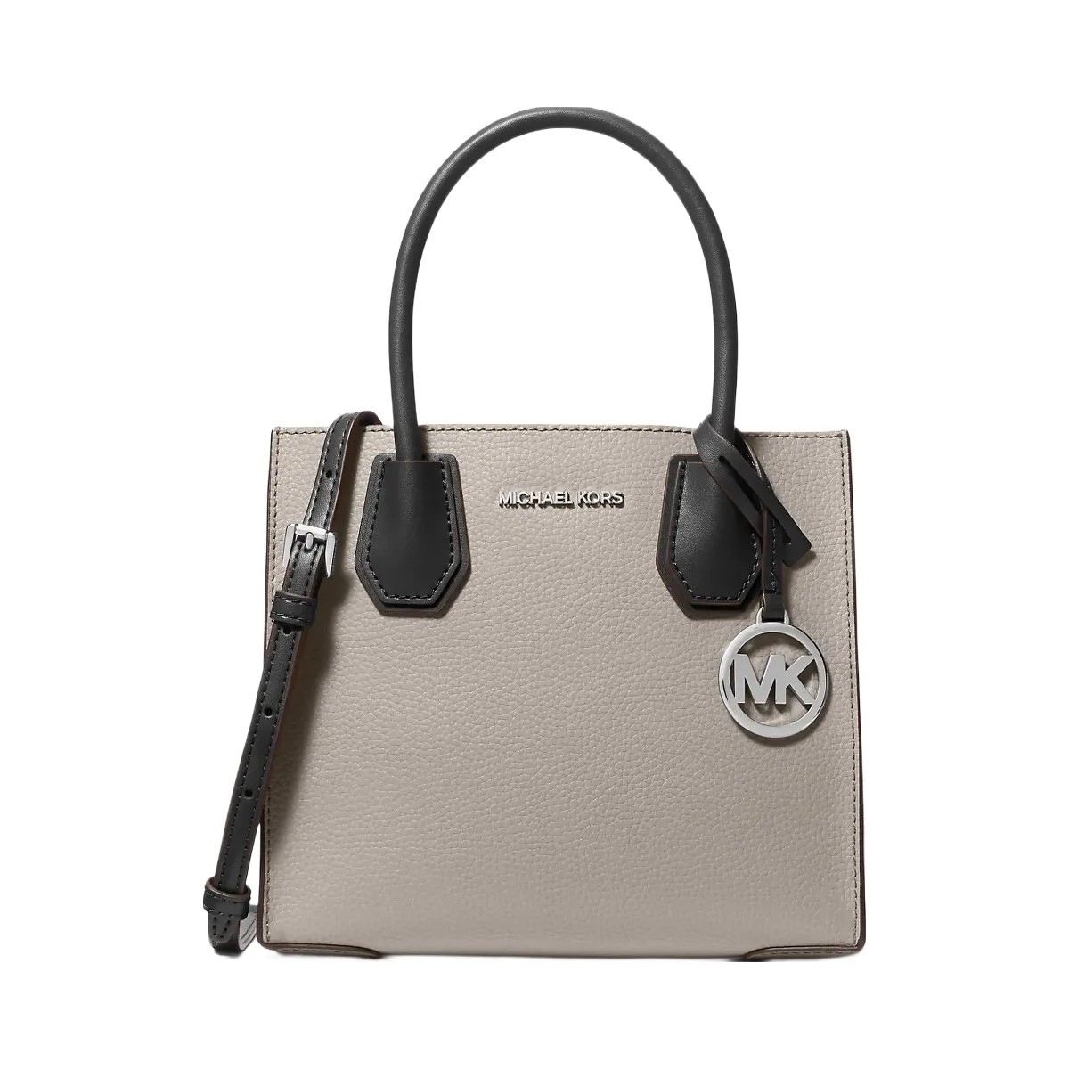 Michael Kors Mercer Medium Pebbled Leather Crossbody Bag Pearl Grey-Black - HypeFly India View 1