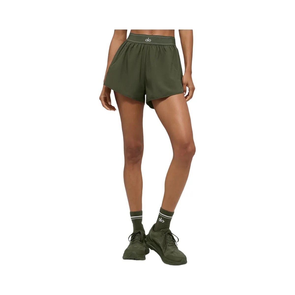 Alo Women's Match Point Short - Green Olive - HypeFly India View 3