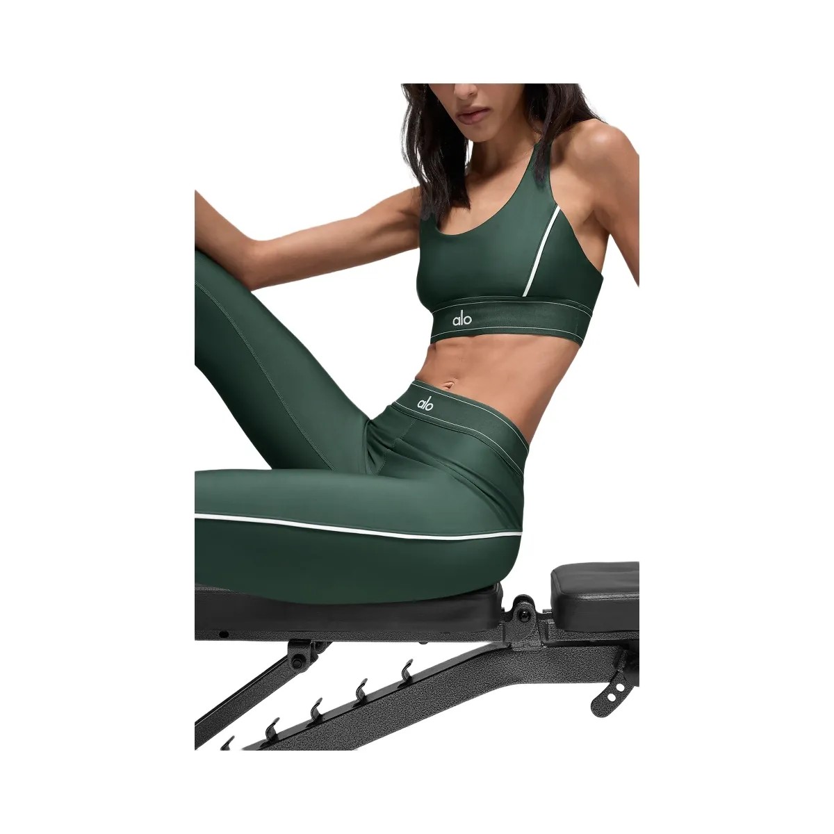 Alo Women's Airlift Suit Up Bra - Clover Green/White - HypeFly India View 4