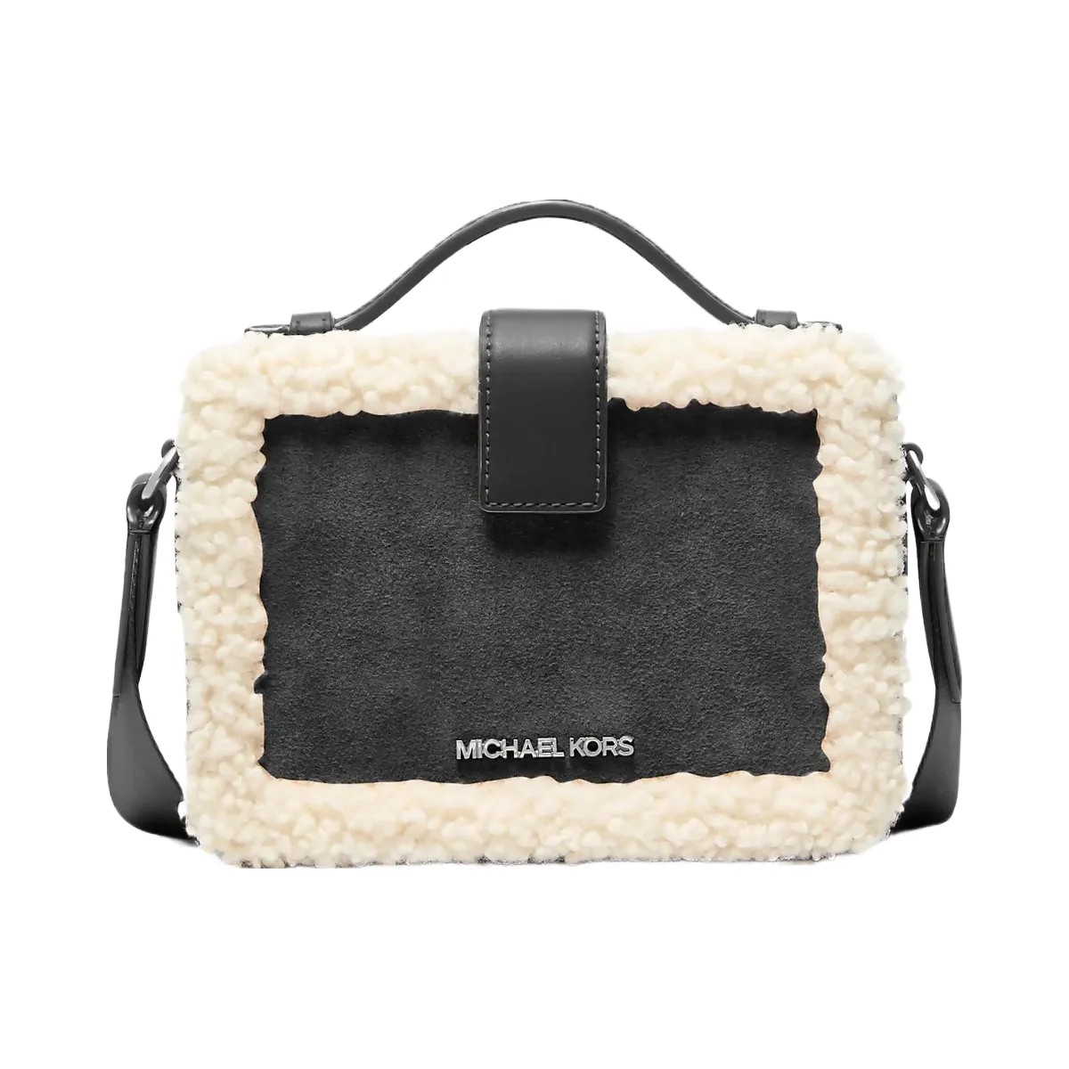 Michael Kors Cooper Suede and Sherpa Crossbody Bag Black - HypeFly India View 1