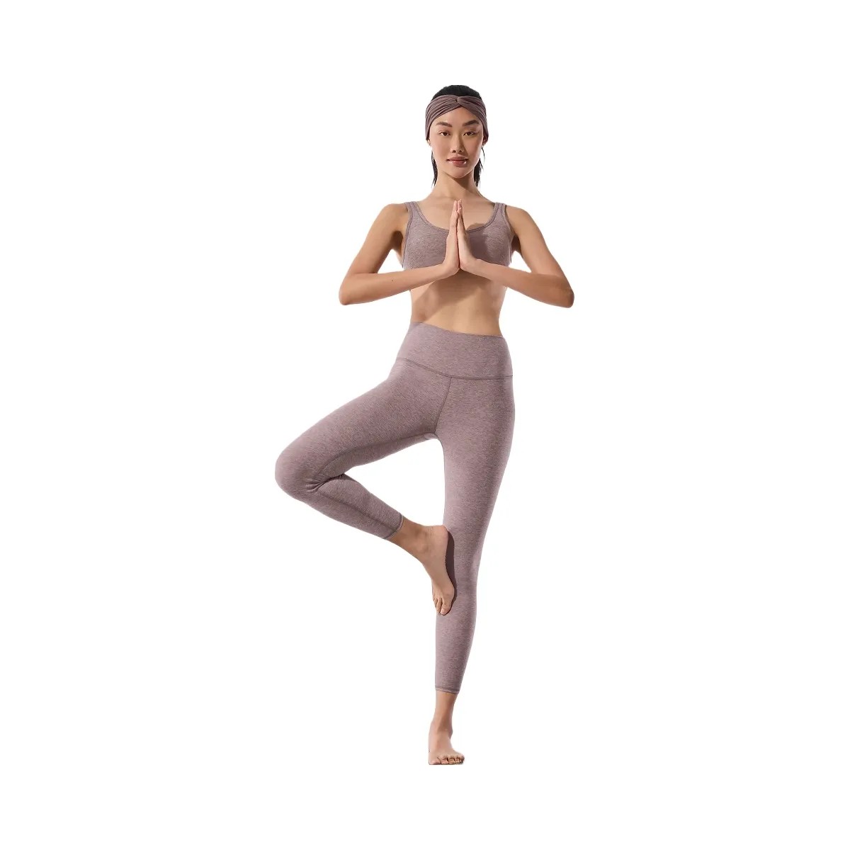 Alo Women's Alosoft High-Waist 7/8 Highlight Legging - Dark Pink Quartz Heather - HypeFly India View 5