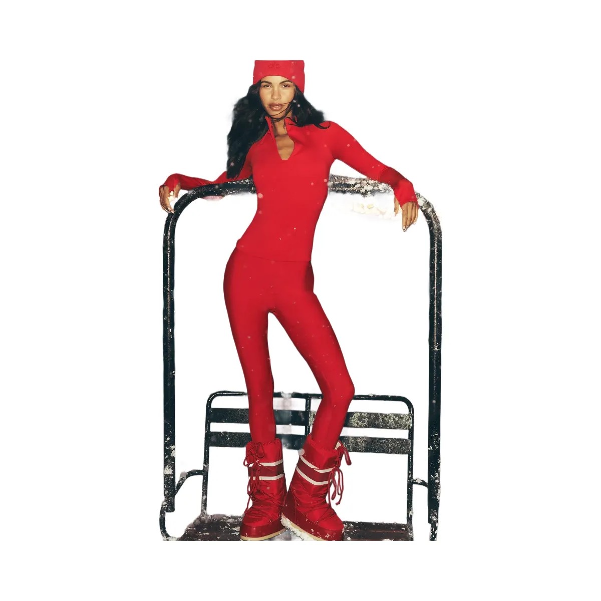 Alo Women's Airlift Winter Warm High-Waist Legging - Bright Red - HypeFly India View 6