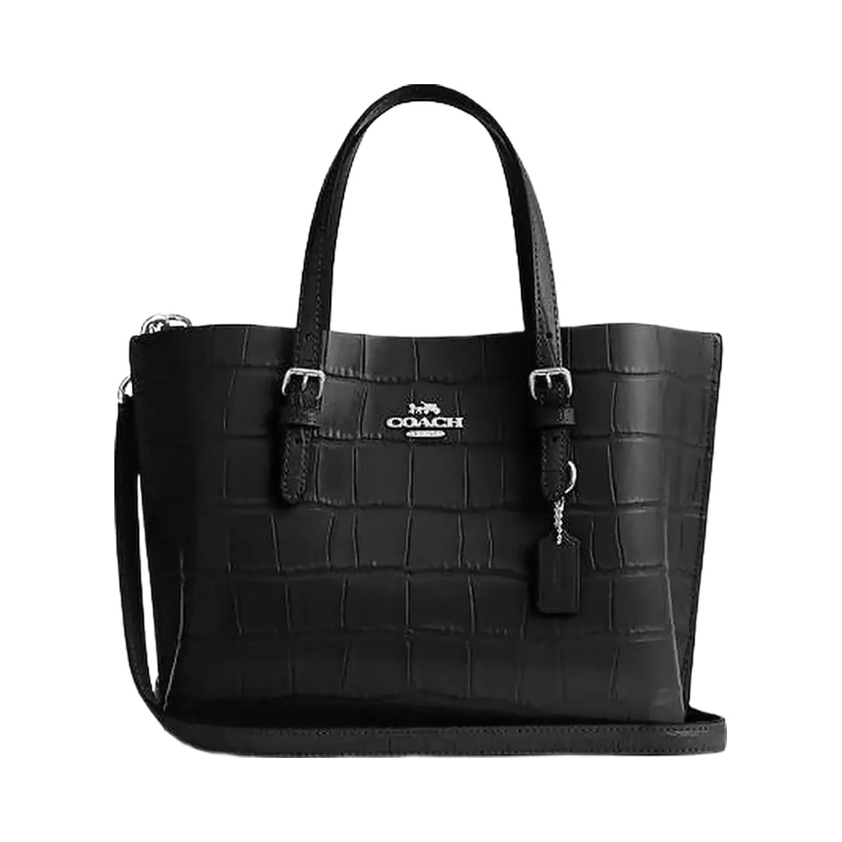 Coach Mollie Tote Bag 25 Novelty Leather-Silver-Black - HypeFly India View 1