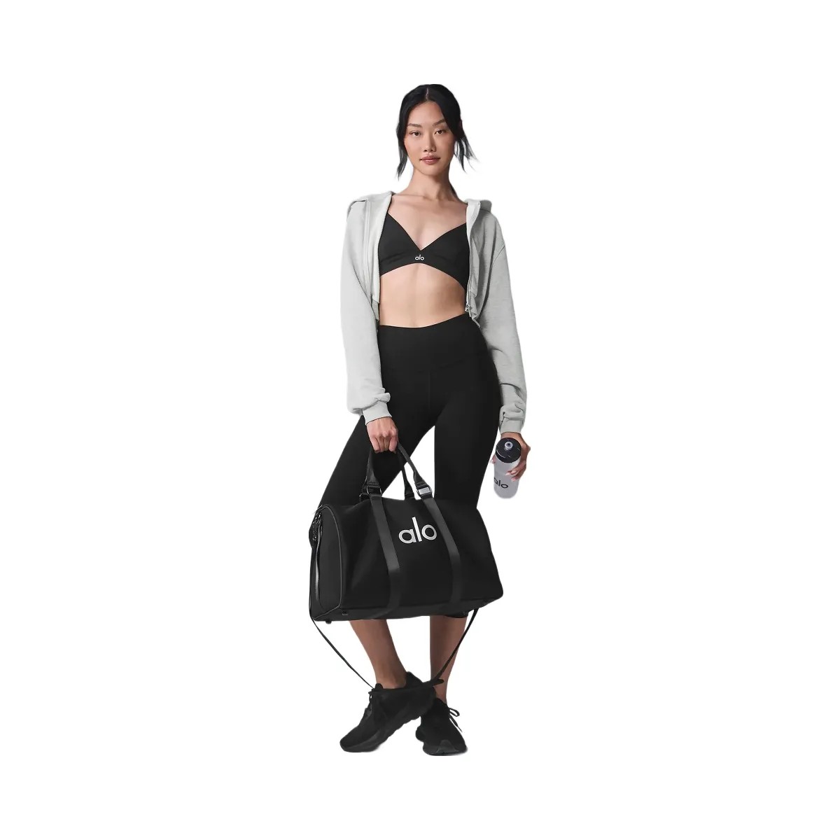 Alo Women's Sweet Escape Zip Up Hoodie - Athletic Heather Grey - HypeFly India View 4
