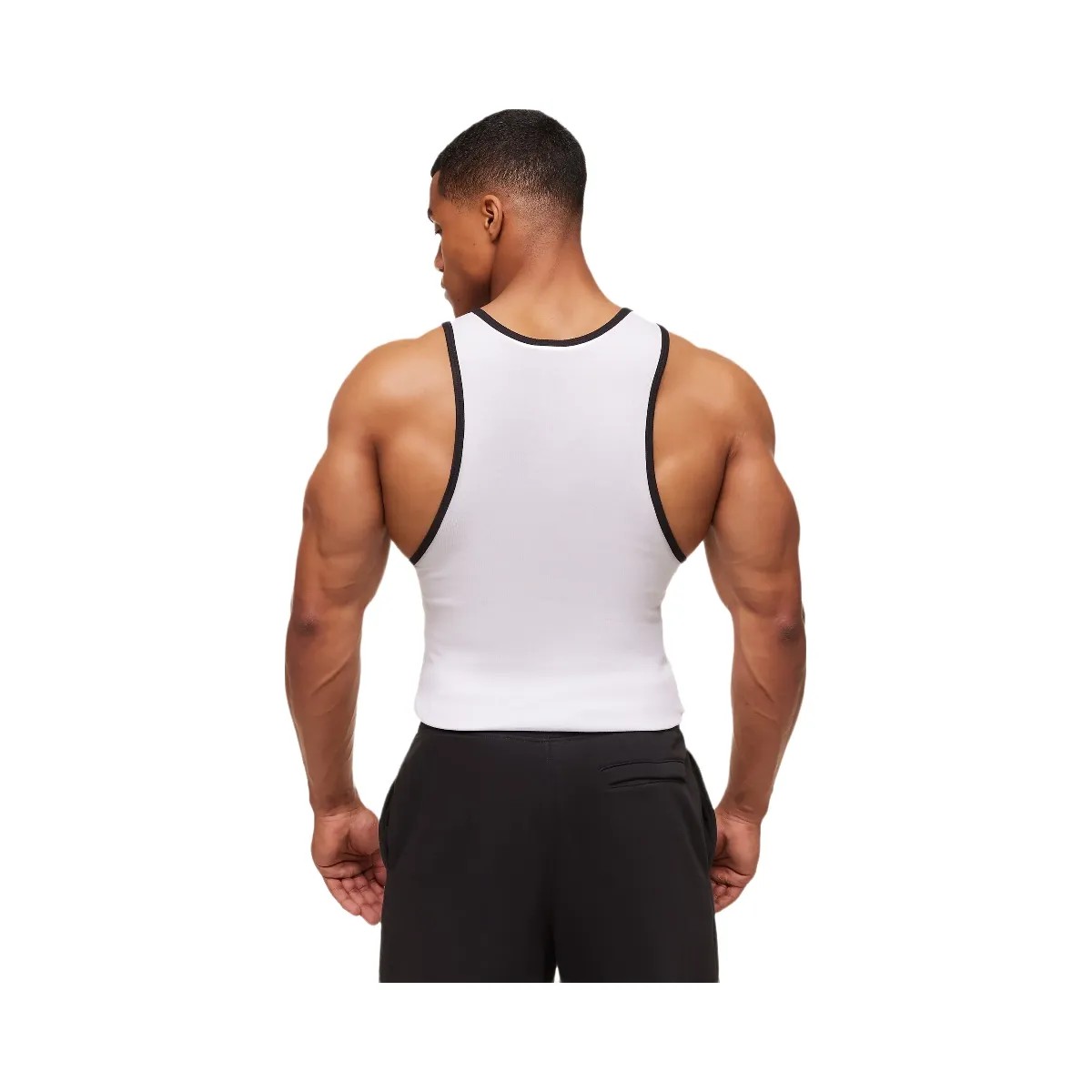 Gymshark Ribbed Tank 1PK - White/Black - HypeFly India View 3