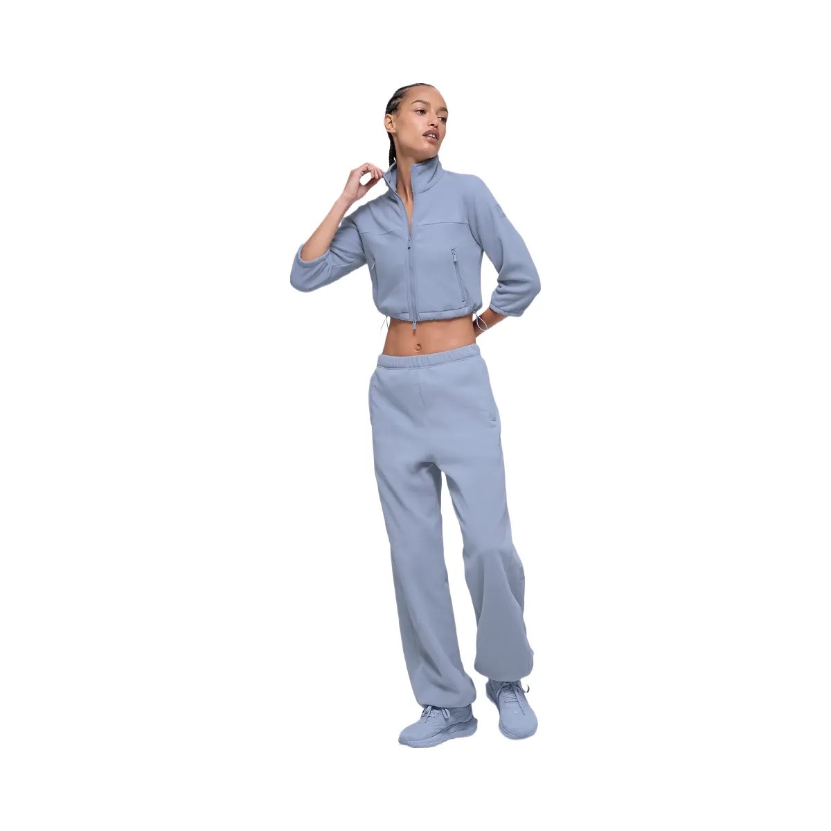 Alo Women's Polar Fleece Retreat Cropped Jacket - Winter Frost - HypeFly India View 6