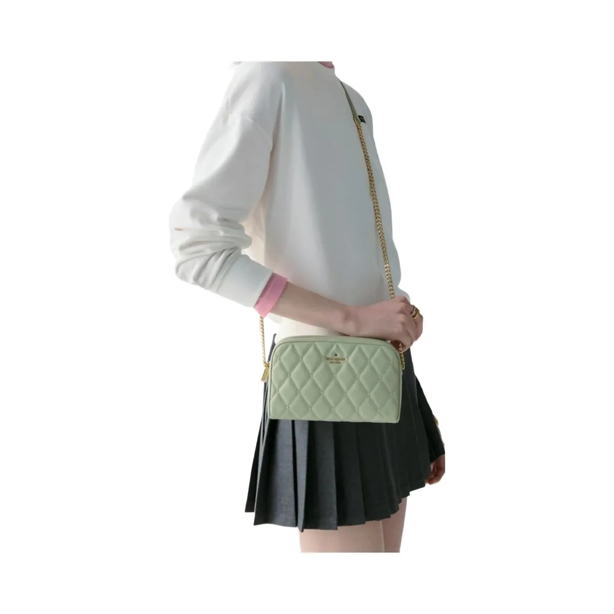 Kate Spade Carey Quilted Studded Chain Camera Bag Sage Bundle - HypeFly India View 2
